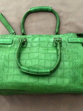 Club Monaco Rich Green Leather Tote